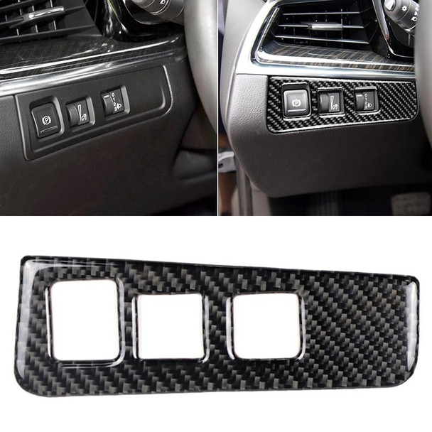 Car Carbon Fiber Headlight Switch Frame Decorative Sticker for Cadillac XT5 2016-2017, Low Version, Left Drive