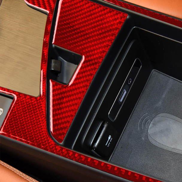 2 PCS / Set Carbon Fiber Car Armrest Box Frame Decorative Sticker for Alfa Romeo Giulia 2017-2019,Left Drive (Red)