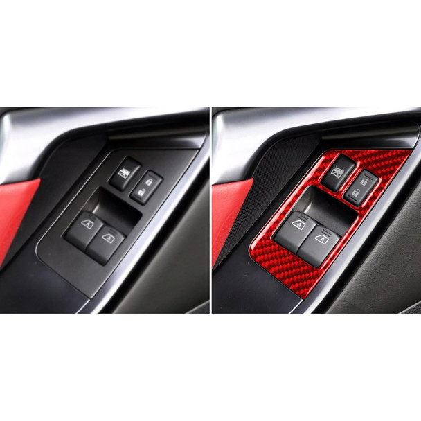 2 PCS / Set Carbon Fiber Car Window Lift Defogger Button Decorative Sticker for Nissan GTR R35 2008-2016, Left Driving(Red)