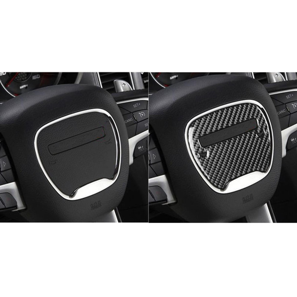 Carbon Fiber Car Steering Wheel Logo Decorative Sticker for Dodge Challenger 2015 to Now, Left Driving