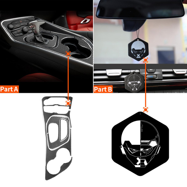3 PCS / Set Carbon Fiber Car Central Control Gear Decorative Sticker for Dodge Challenger 2015 to Now, Left Driving