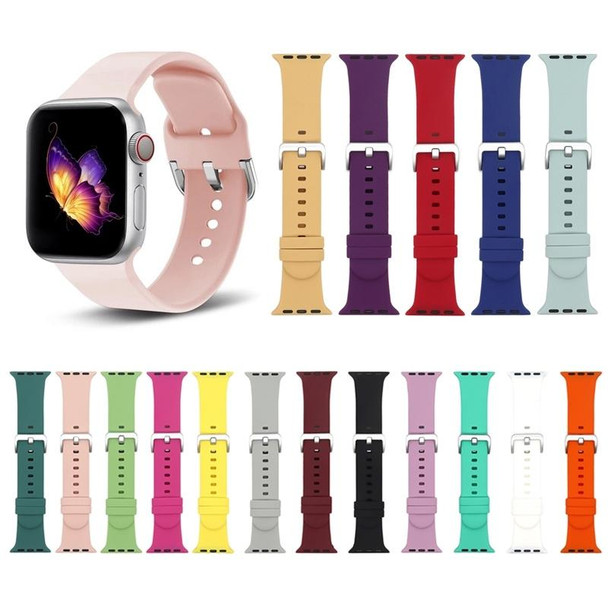 Silver Buckle Silicone Watch Band - Apple Watch Series 7 45mm / 6 & SE & 5 & 4 44mm / 3 & 2 & 1 42mm(White)