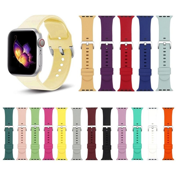 Silver Buckle Silicone Watch Band - Apple Watch Series 7 41mm / 6 & SE & 5 & 4 40mm / 3 & 2 & 1 38mm(Purple)