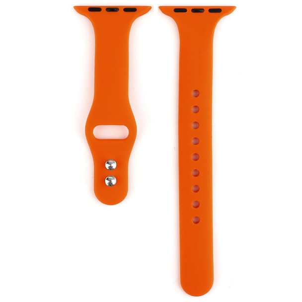 Apple Watch 5 & 4 44mm / 3 & 2 & 1 42mm Thin Silicone Double Buckle Watch Band(Orange)