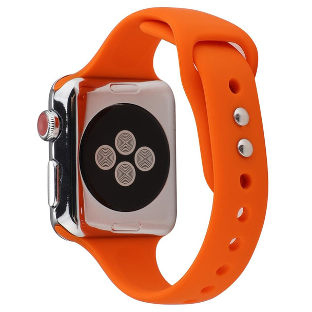 Apple Watch 5 & 4 44mm / 3 & 2 & 1 42mm Thin Silicone Double Buckle Watch Band(Orange)