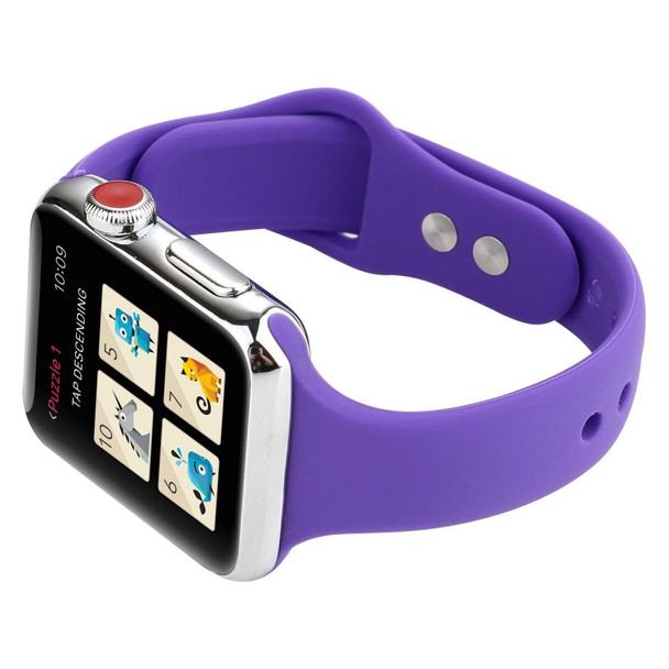 Apple Watch 5 & 4 44mm / 3 & 2 & 1 42mm Thin Silicone Double Buckle Watch Band(Purple)