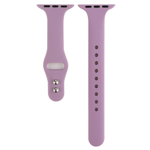Apple Watch 5 & 4 44mm / 3 & 2 & 1 42mm Thin Silicone Double Buckle Watch Band(Lavender)