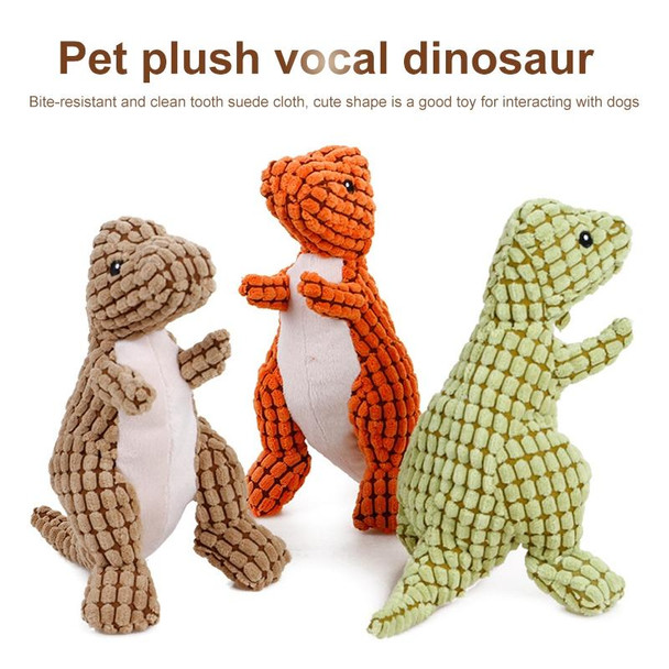 3372 Dinosaur Shape Plush Chew Molar Squeaky Toys for Pet Dogs to Clean the Teeth(Green)