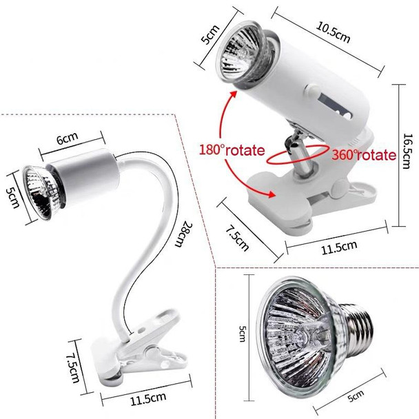 ZY-UAB Turtle Backlight UVA Heated Climbing Pet Backlight, US Plug Without Bulb( White Short Light Stand)