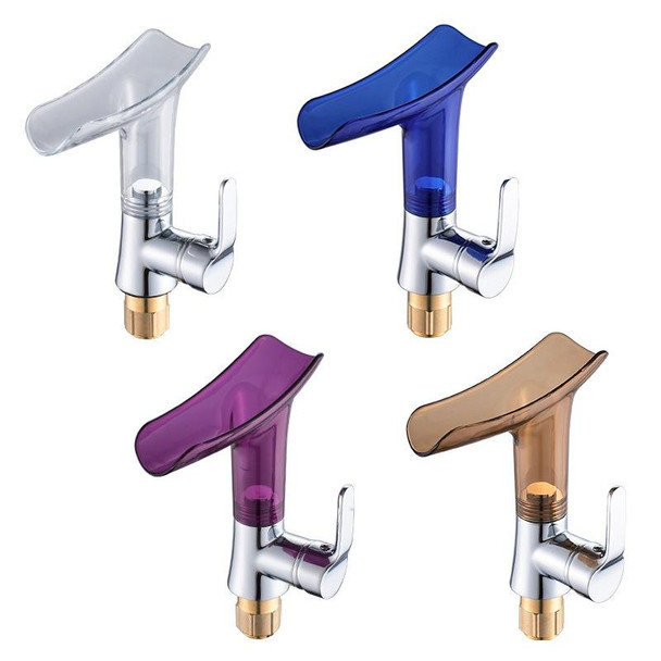 Bathroom Hot Cold Water Faucet Wine Glass Waterfall Faucet(Transparent)