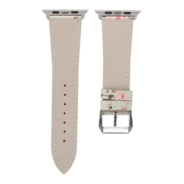 Fashion Plum Blossom Pattern Genuine Leatherette Wrist Watch Band for Apple Watch Series 3 & 2 & 1 42mm