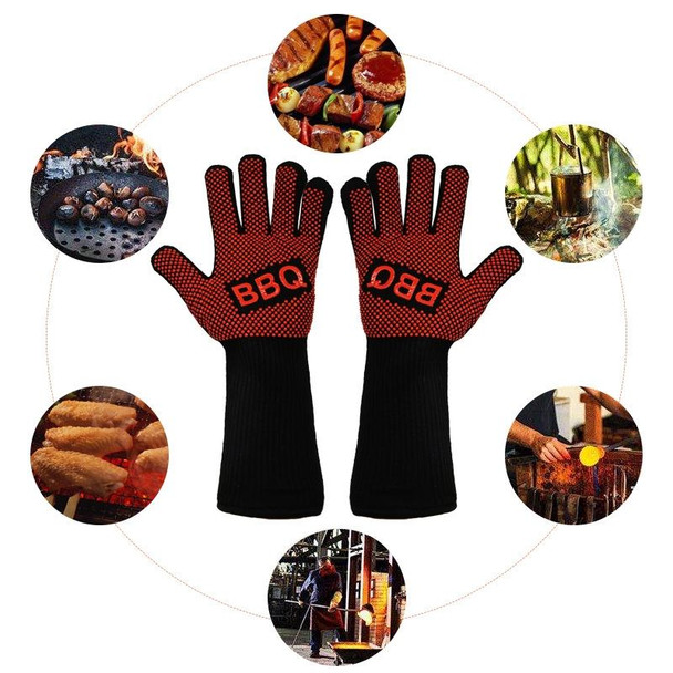 1 Pair High Temperature Resistant Silicone BBQ Gloves  Anti-scalding Gloves(Fish Bone Blue)