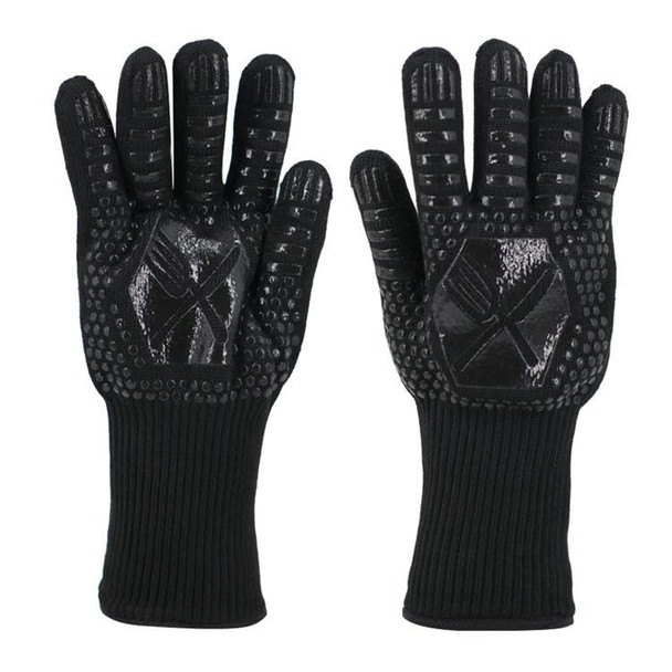 1 Pair High Temperature Resistant Silicone BBQ Gloves  Anti-scalding Gloves(Scalpel Black )