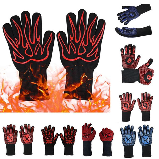 1 Pair High Temperature Resistant Silicone BBQ Gloves  Anti-scalding Gloves(BBQ Blue)