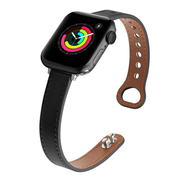 Double Nail Leatherette Watch Band - Apple Watch Series 7 45mm / 6 & SE & 5 & 4 44mm / 3 & 2 & 1 42mm(Black)