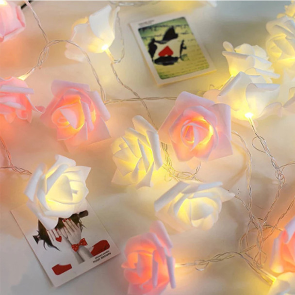 4m White Rose Fairy Lights