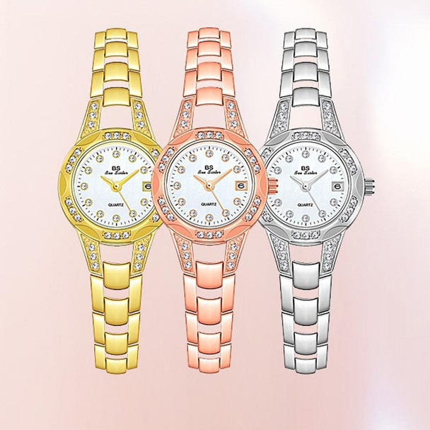 BS Bee Sister FA1679  Ladies Diamond Chain Watch Cute Small Round Watch With Calendar(Silver)