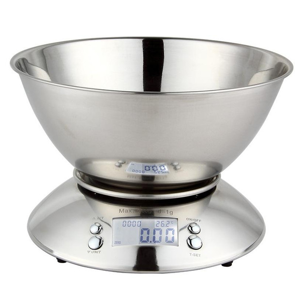 5kg/1g  High Precision Kitchen Scale Roasting Electronic Scale Coffee Scale with  Alarm Timer(Silver)
