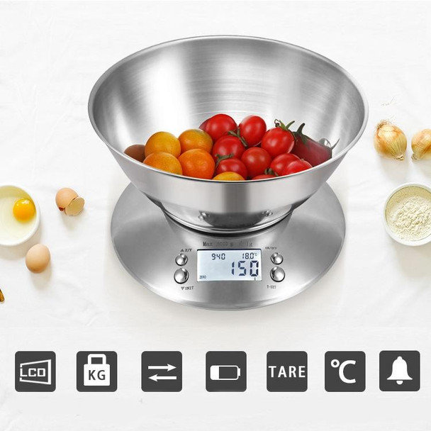 5kg/1g  High Precision Kitchen Scale Roasting Electronic Scale Coffee Scale with  Alarm Timer(Silver)