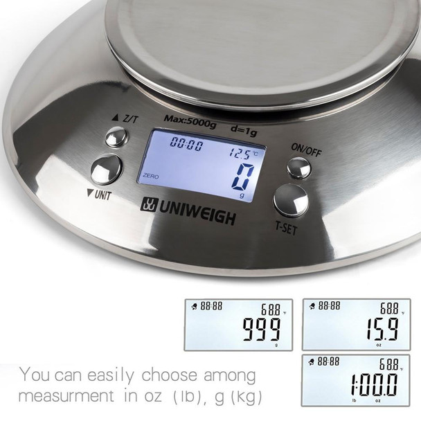 5kg/1g  High Precision Kitchen Scale Roasting Electronic Scale Coffee Scale with  Alarm Timer(Silver)