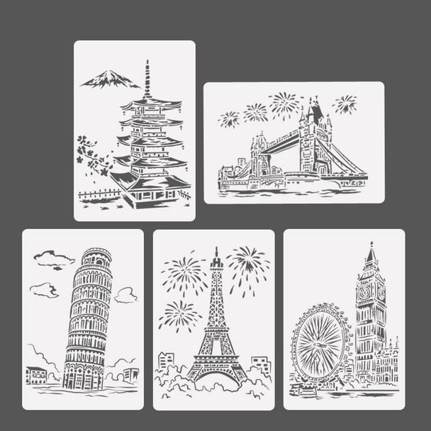 10 PCS 4 Big Ben Construction Series Painting Template Theme City A4 Label Template