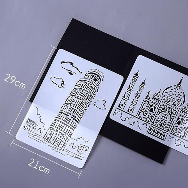 10 PCS 3 Pisa Tower Construction Series Painting Template Theme City A4 Label Template