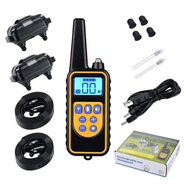 880-2 800 Yards Rechargeable Remote Control Collar Dog Training Device Anti Barking Device(Black Black)