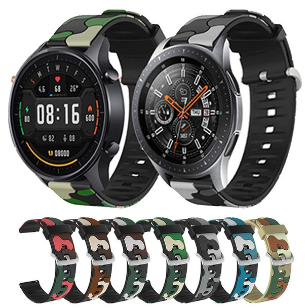 20mm - Fossil Hybrid Smartwatch HR Camouflage Silicone  Watch Band with Silver Buckle(7)