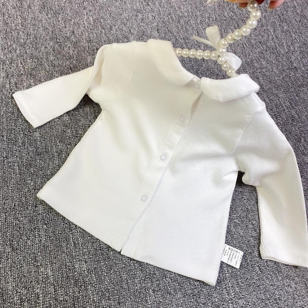 Baby Girl Embroidery Pattern Small Lapel Bottoming Shirt Long Sleeve T-shirt (Color:Crown Size:80cm)