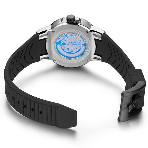 BAOGELA 6772G Round Dial Silicone Strap Luminous Clock Mechanical Watch - Men(Gun Shell Black Surface Black Belt)