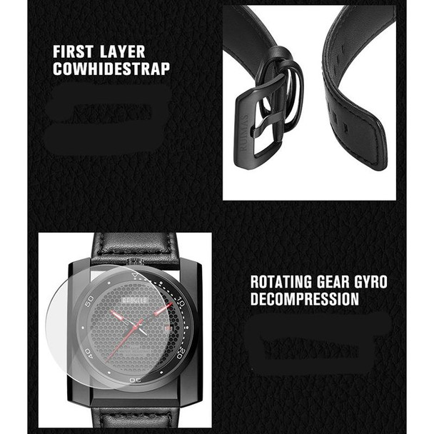 BAOGELA 6775G Honeycomb Hollow Round Dial Leatherette Strap Clock Calendar Mechanical Watch - Men(Black)