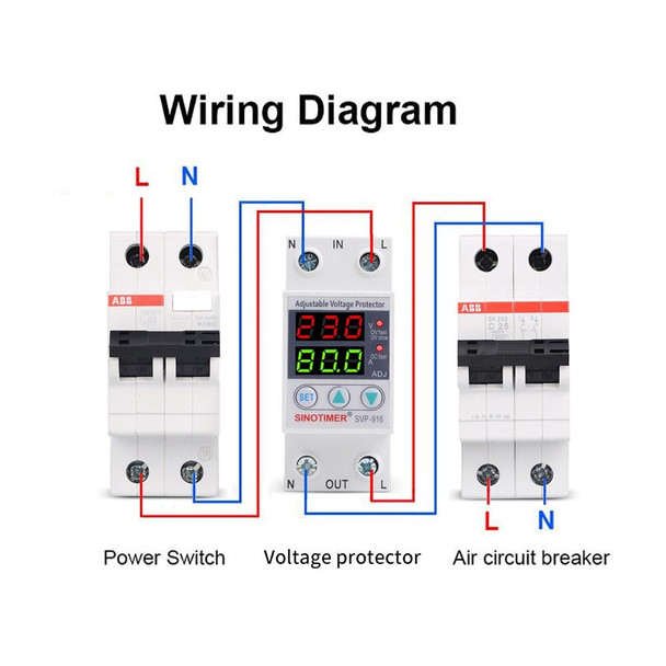 SINOTIMER SVP-916 Adjustable Self-resetting Over-voltage Under-voltage Protector, Current: 63A