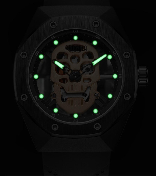 BAOGELA 1902 Skull Luminous Dial Silicone Strap Quartz Watch - Men(Black)