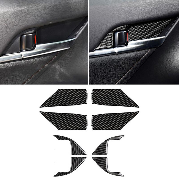 8 in 1 Car Carbon Fiber Door Inner Handle Wrist Panel Decorative Sticker for Toyota Eighth Generation Camry 2018-2019