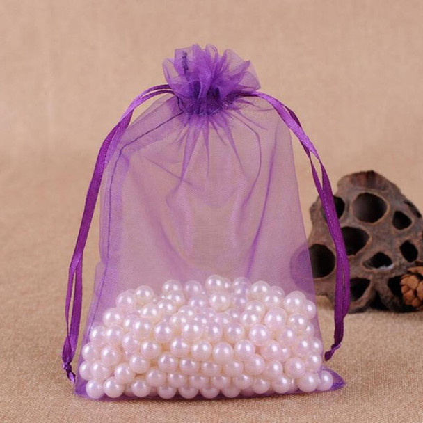 100 PCS Gift Bags Jewelry Organza Bag Wedding Birthday Party Drawable Pouches, Gift Bag Size:7X9cm(Dark Purple)