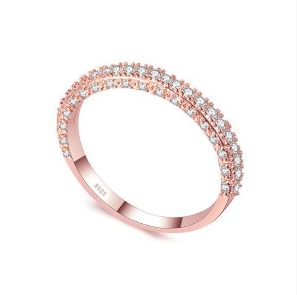 Double Row - Women Fashion Cubic Zirconia Wedding Engagement ring, Ring Size:7(White Gold Deputy Ring)