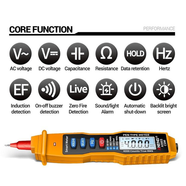 ANENG A3003 Multi-Function Pen-Type High-Precision Smart Multimeter(Black)