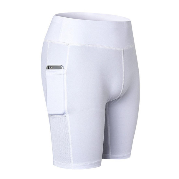 Fitness Running Stretch Tight Quick Dry Sweat Wicking 5-point Belt Pocket (Color:White Size:S)