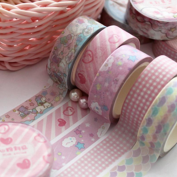 10 Rolls 8689 Pocket And Paper Tape DIY Diary Decoration Tape(Pink Loves Nebula)