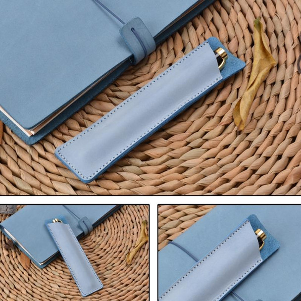 2 PCS Mori Series Handmade Leatherette Pencil Case Retro Pen Case Stationery(Fog Wax Green)