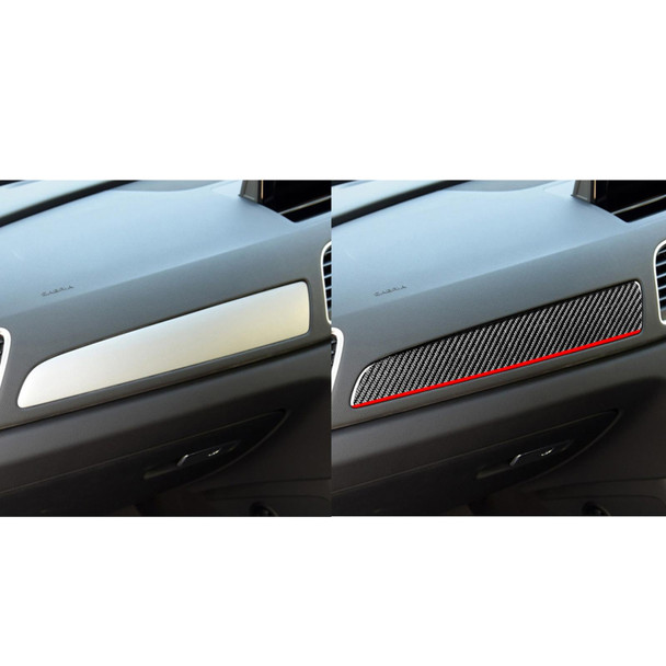 Carbon Fiber Car Co-pilot Trim Red Edge Decorative Sticker for Audi Q3 2013-2018,Right Drive