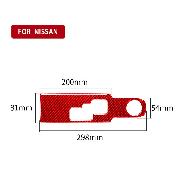 Carbon Fiber Car Gear Shift Panel Decorative Sticker for Nissan GTR R35 2008-2016, Left and Right Driving Universal(Red)
