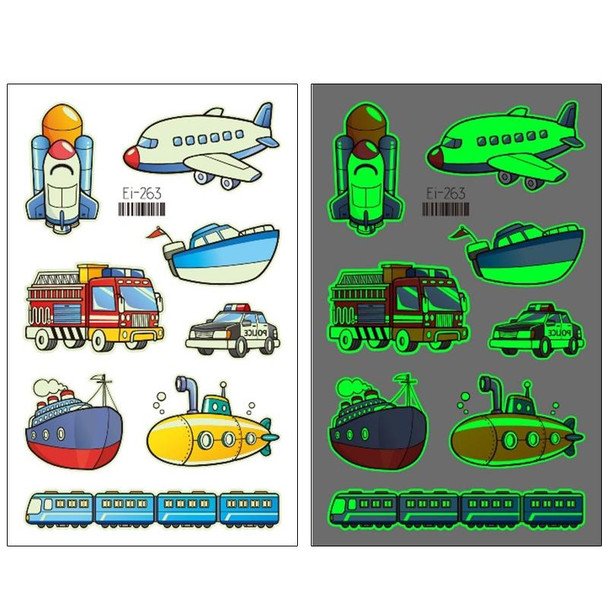 20 PCS Waterproof Children Luminous Cartoon Transport Car Tattoo Sticker(Ei-263)