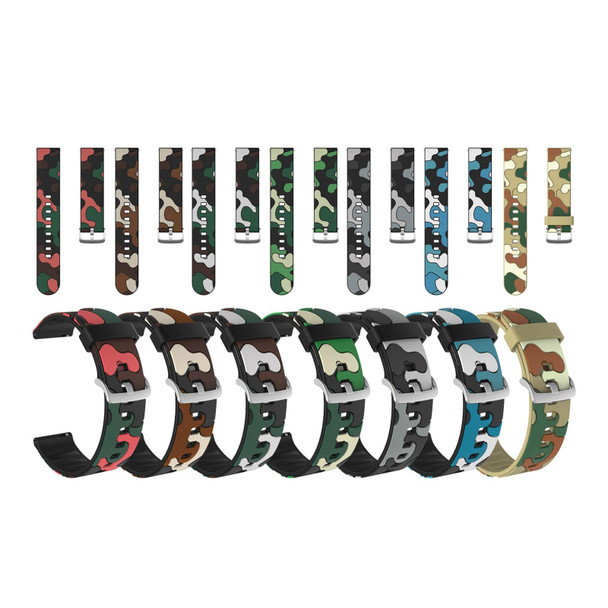 20mm - Amazfit GTS / GTS 2 Camouflage Silicone  Watch Band with Silver Buckle(4)