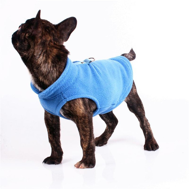 Winter Polar Flannel Pet Clothes French Bulldog Coat Pug Costumes Jacket for Dogs for Puppy Dogs, Size:L(Dark Blue)