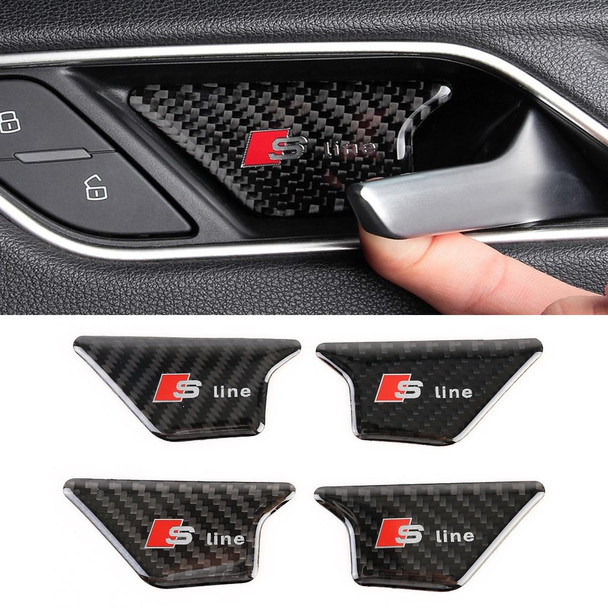 4 PCS Car Carbon Fiber Inner Door Wrist Decorative Panel for Audi A3