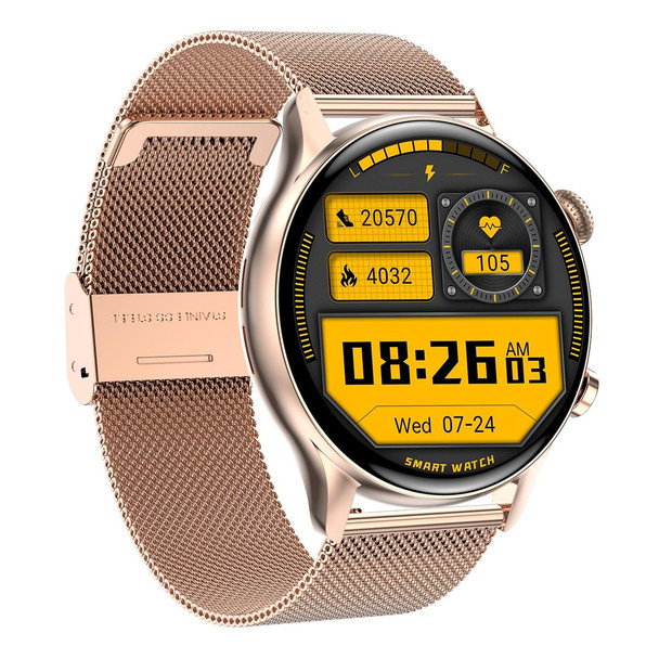 HK8Pro 1.36 inch AMOLED Screen Steel Strap Smart Watch, Support NFC Function / Blood Oxygen Monitoring(Gold)