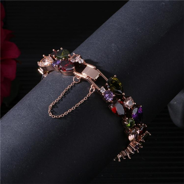 17cm Fashion Mona Lisa Rose Gold Colorful Zircon Bead Bracelets