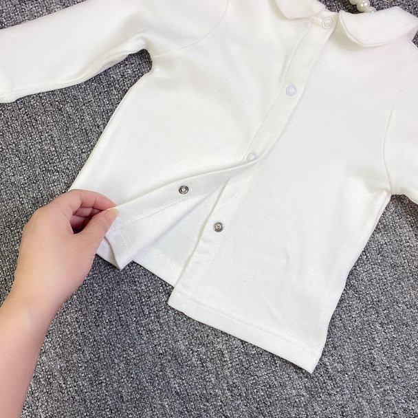 Baby Girl Embroidery Pattern Small Lapel Bottoming Shirt Long Sleeve T-shirt (Color:Crown Size:100cm)