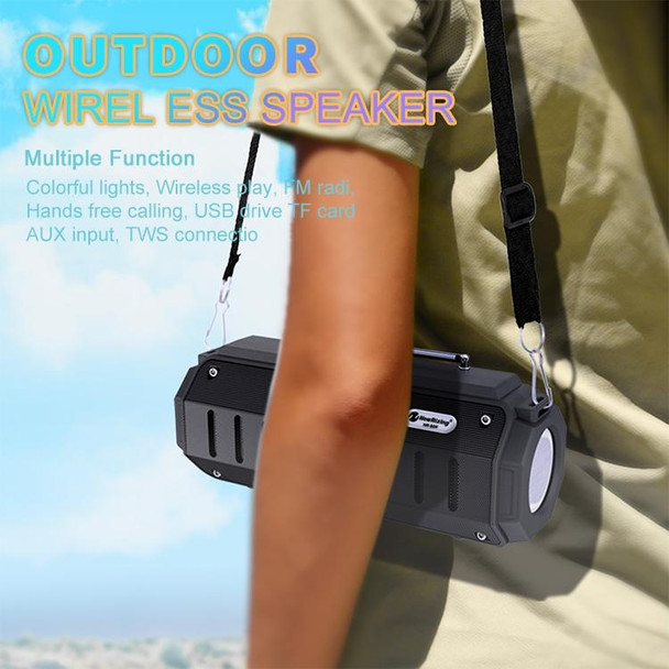 New Rixing NR-905FM TWS Bluetooth Speaker Support Hands-free Call / FM with Shoulder Strap & Antenna (Blue)